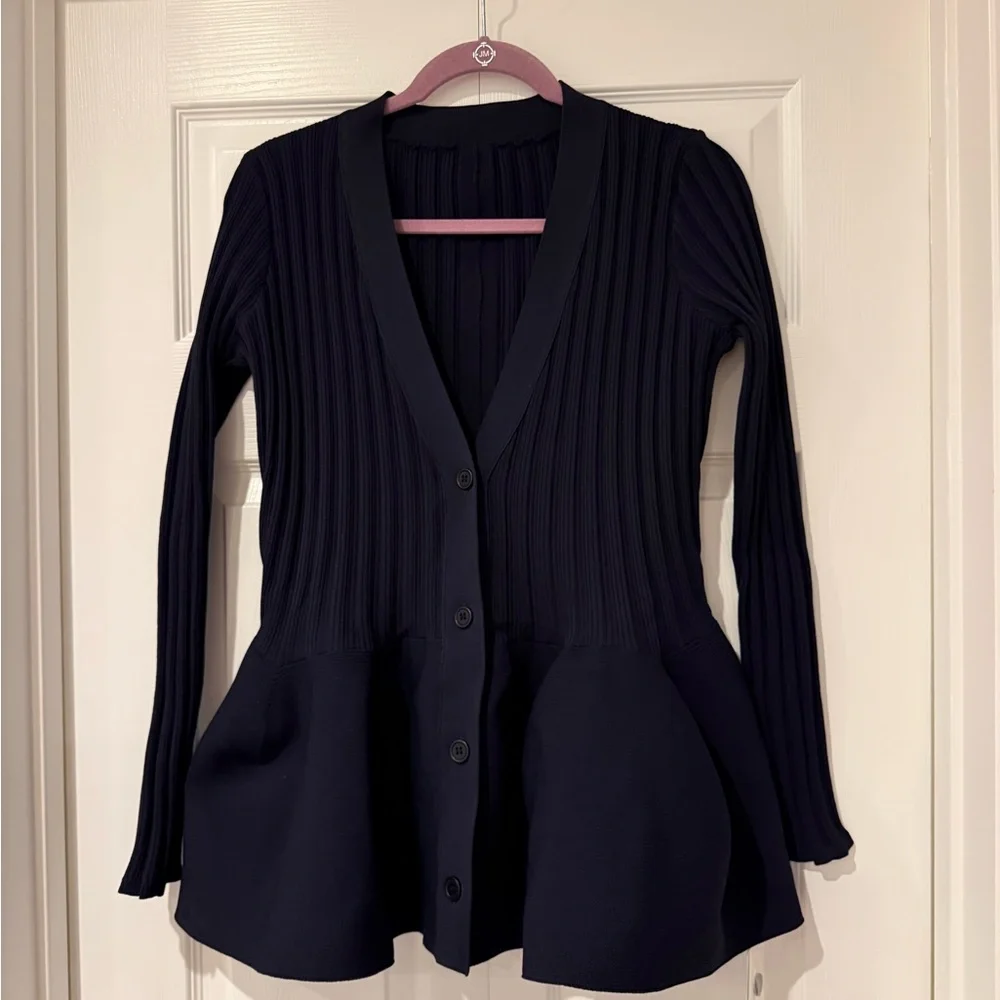 Commense brand Elegant Black Ribbed Women's peplum top - Picture 2 of 5